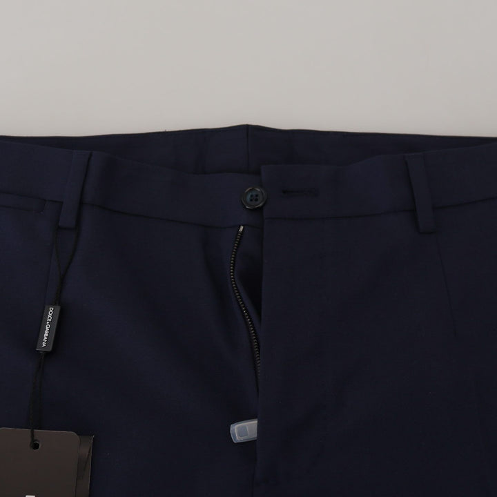 Dolce & Gabbana Blue Linen Cotton Slim Trousers Chinos Pants