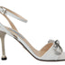 Prada Silver White Leather Sandals Ankle Strap Heels Shoes