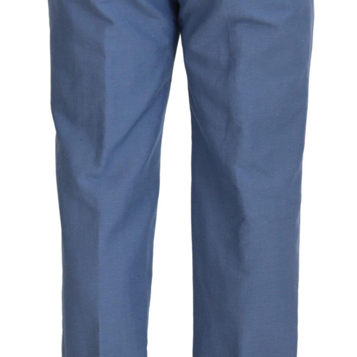 Dolce & Gabbana Blue Linen Cotton Slim Trousers Chinos Pants