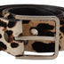 Dolce & Gabbana Brown Leopard Print Studded Leather Metal Buckle Belt