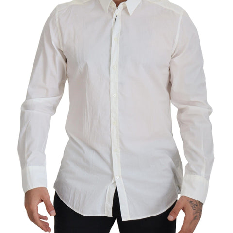 Dolce & Gabbana White Cotton Slim Fit Dress Shirt