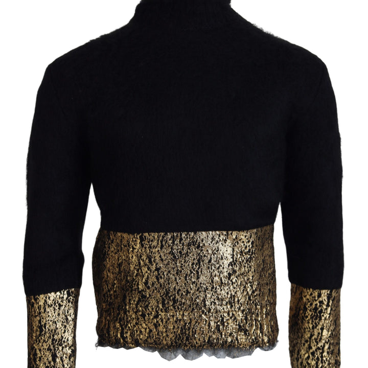 Dolce & Gabbana Black Gold Turtleneck Mohair Pullover Mens Sweater