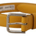 Dolce & Gabbana Yellow Leather Silver Tone Logo Metal Buckle Belt