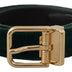 Dolce & Gabbana Green Velvet Leather Gold Metal Logo Belt