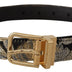 Dolce & Gabbana Multicolor Jacquard Leather Logo Gold Buckle Belt