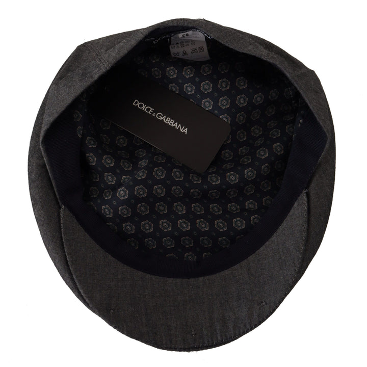 Dolce & Gabbana Gray Newsboy Men Capello Cotton Blend Hat