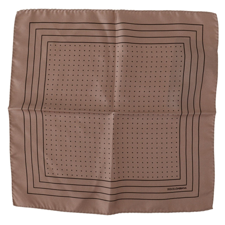Dolce & Gabbana Brown Dotted Silk Square Handkerchief
