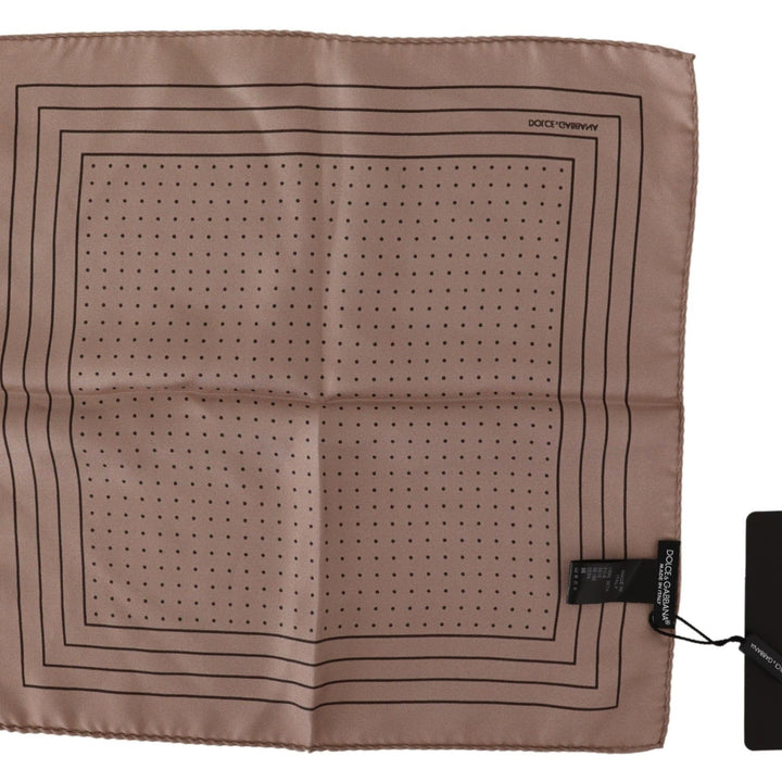 Dolce & Gabbana Brown Dotted Silk Square Handkerchief