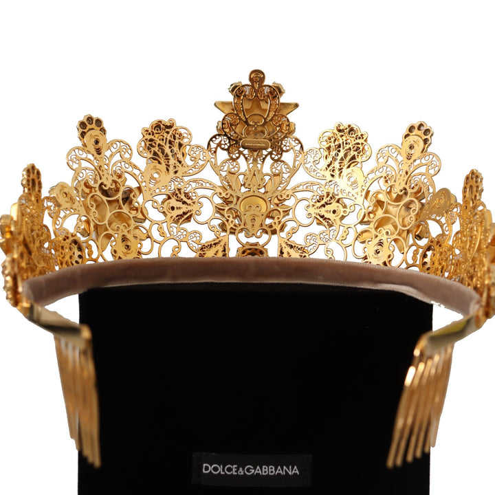 Dolce & Gabbana Gold Tone Brass Star Clear Crystal Crown Diadem Tiara