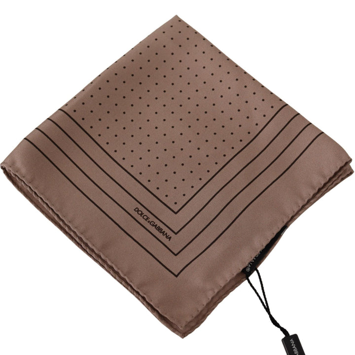 Dolce & Gabbana Brown Dotted Silk Square Handkerchief