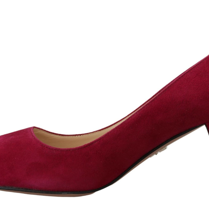 Prada Dark Pink Suede Leather Heels Pumps Shoes