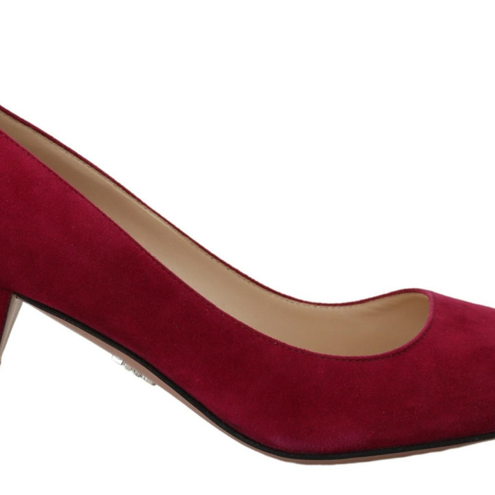 Prada Dark Pink Suede Leather Heels Pumps Shoes