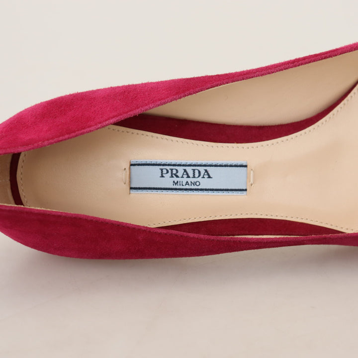 Prada Dark Pink Suede Leather Heels Pumps Shoes