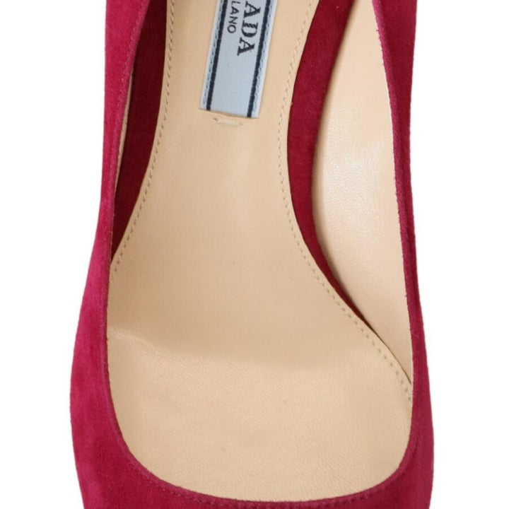 Prada Dark Pink Suede Leather Heels Pumps Shoes