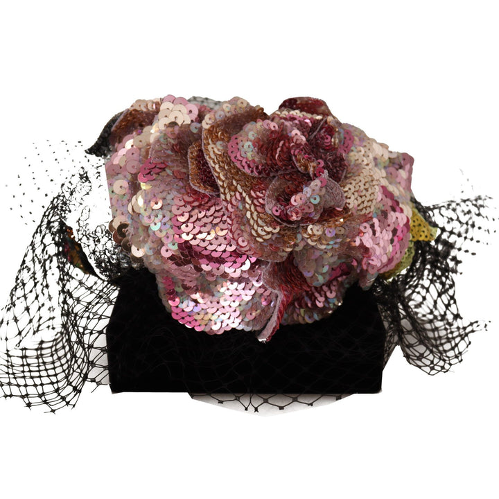 Dolce & Gabbana Black Flower Sequined Crystals Fascinator Diadem Headband