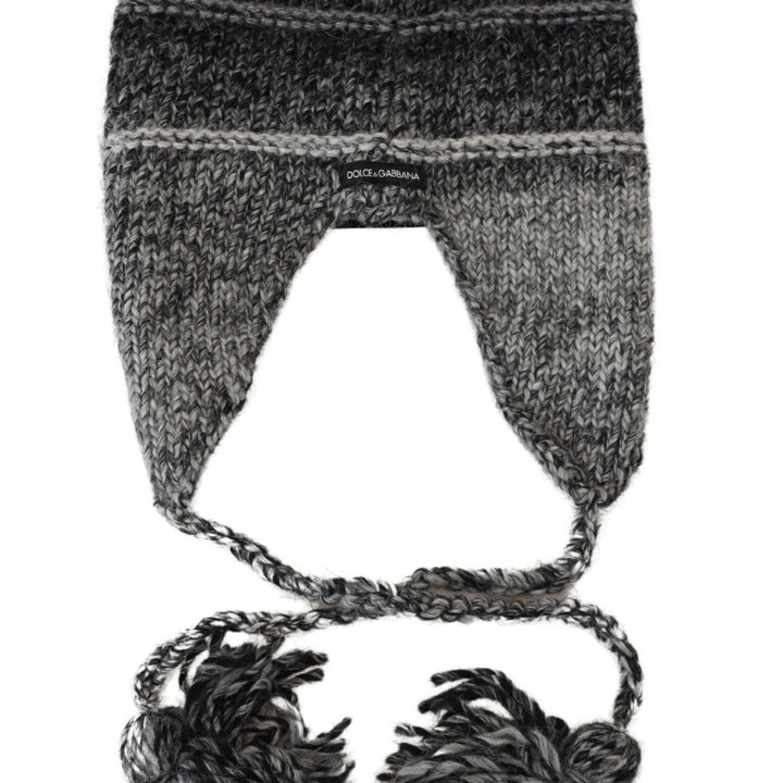 Dolce & Gabbana Gray Warm Fleece Ear Flaps Knit Beanie Hat