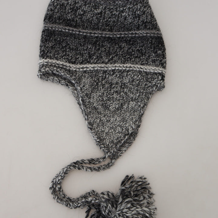 Dolce & Gabbana Gray Warm Fleece Ear Flaps Knit Beanie Hat