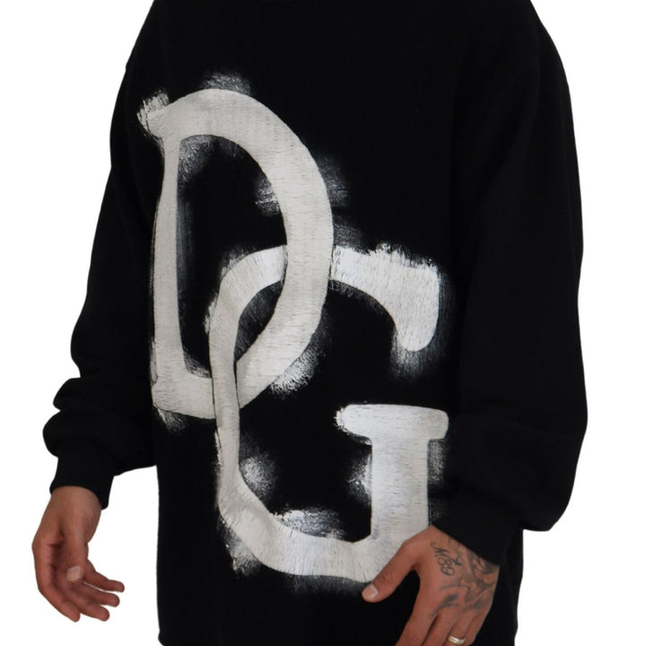 Dolce & Gabbana Black DG Logo Cotton Pullover Sweater