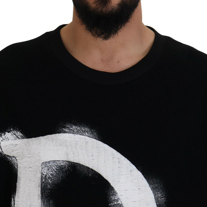 Dolce & Gabbana Black DG Logo Cotton Pullover Sweater