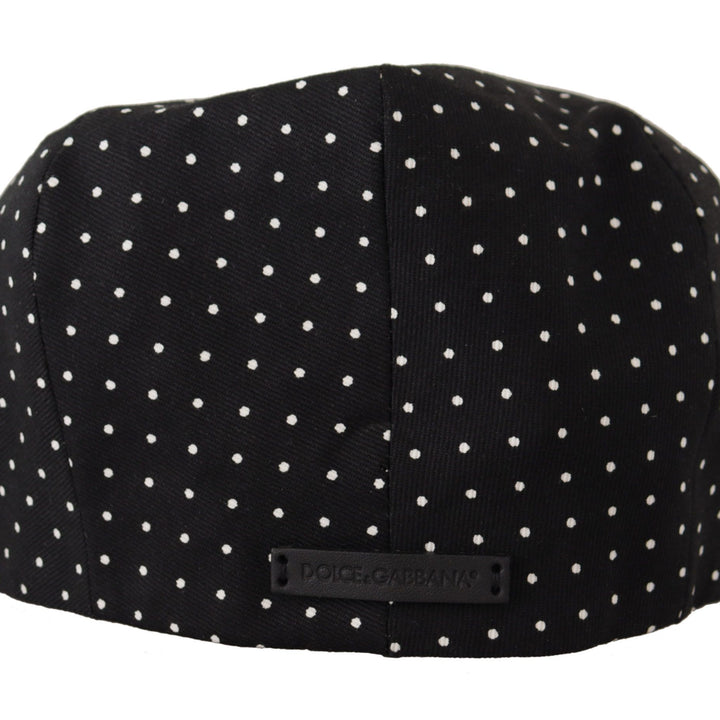 Dolce & Gabbana Black White Polka Dot Newsboy Men Capello Hat