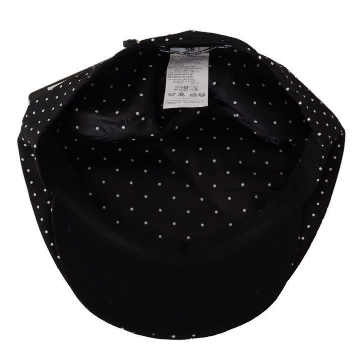 Dolce & Gabbana Black White Polka Dot Newsboy Men Capello Hat