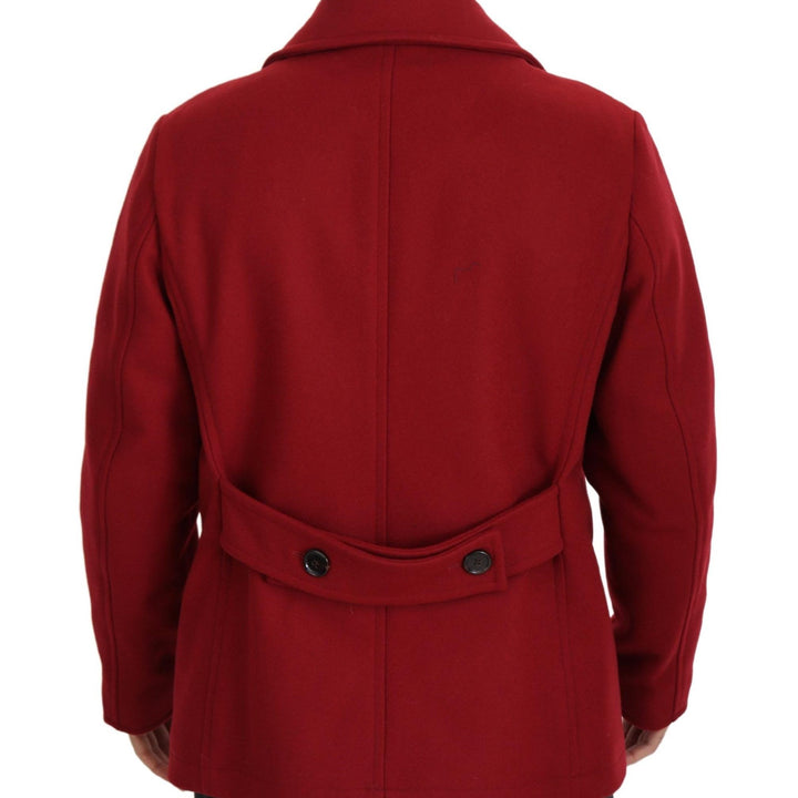 Dolce & Gabbana Red Wool Double Breasted Coat Jacket