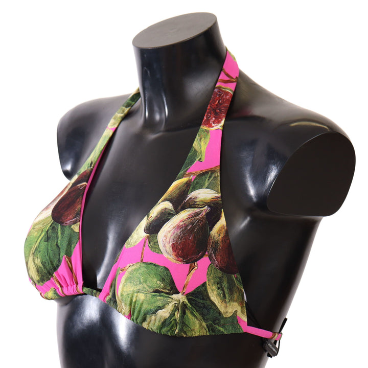 Dolce & Gabbana Pink Printed Nylon Swimsuit Bikini Top Swimwear