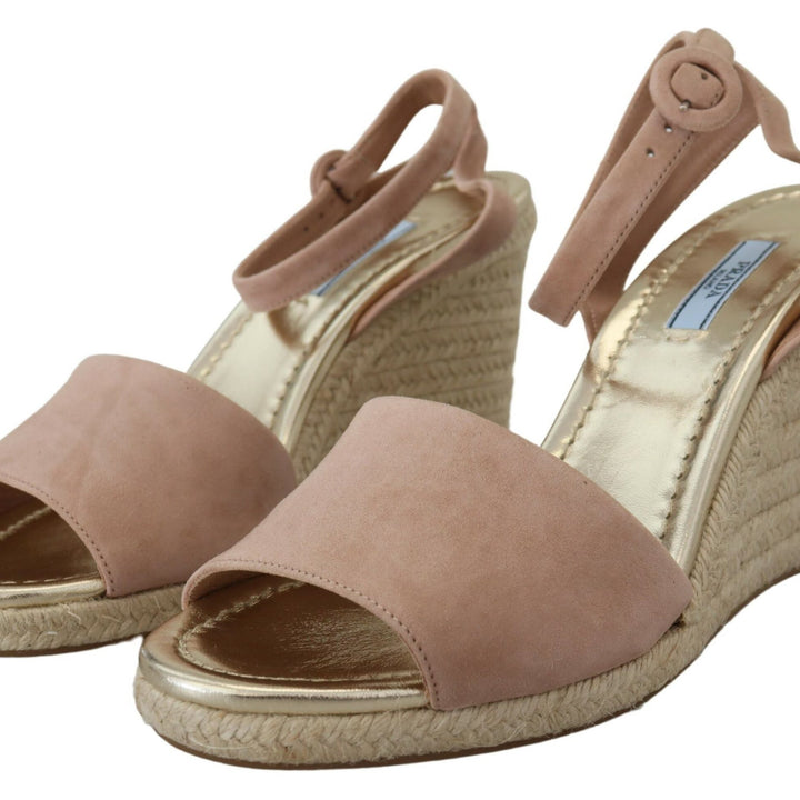 Prada Pink Suede Leather Ankle Strap Sandals