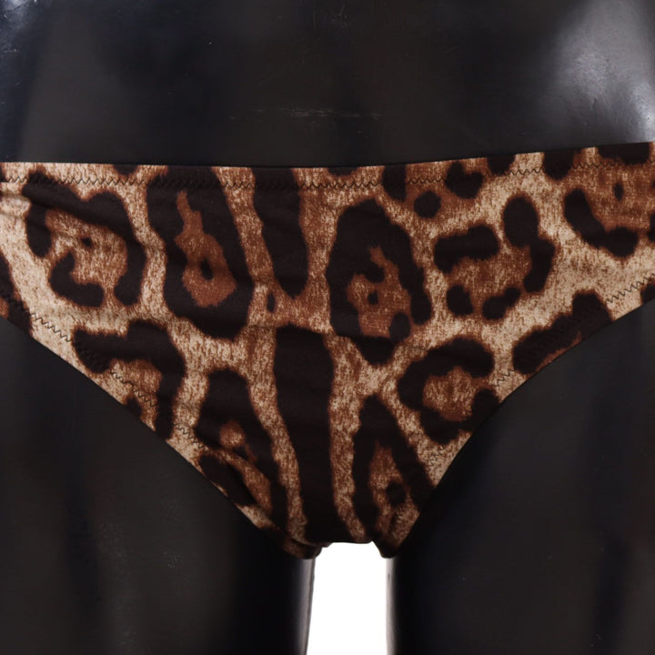 Dolce & Gabbana Bikini Bottom Brown Leopard Print Swimsuit Swimwear