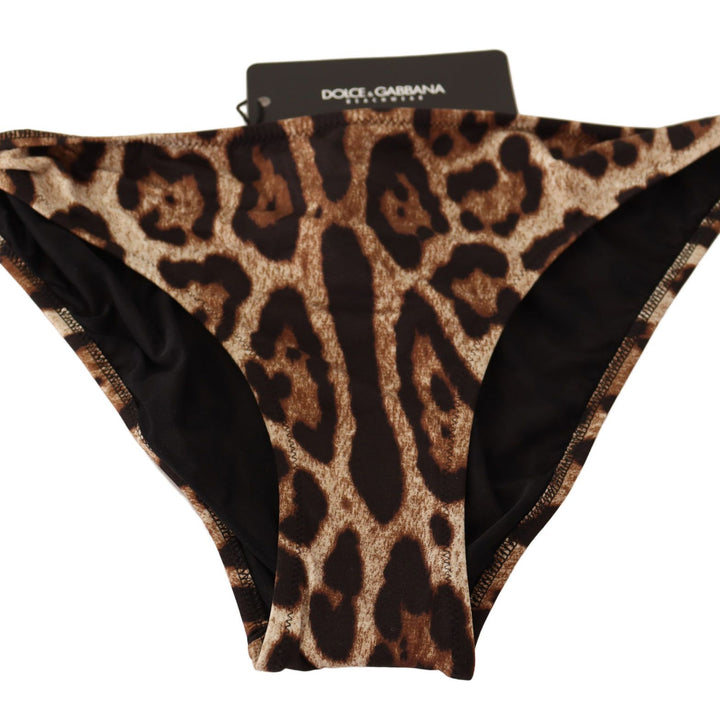 Dolce & Gabbana Bikini Bottom Brown Leopard Print Swimsuit Swimwear