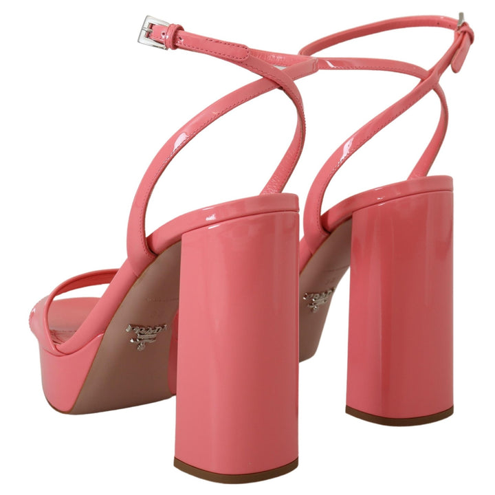 Prada Pink Patent Sandals Ankle Strap Heels Sandal