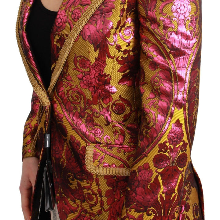 Dolce & Gabbana Pink Gold Jacquard Blazer Jacket