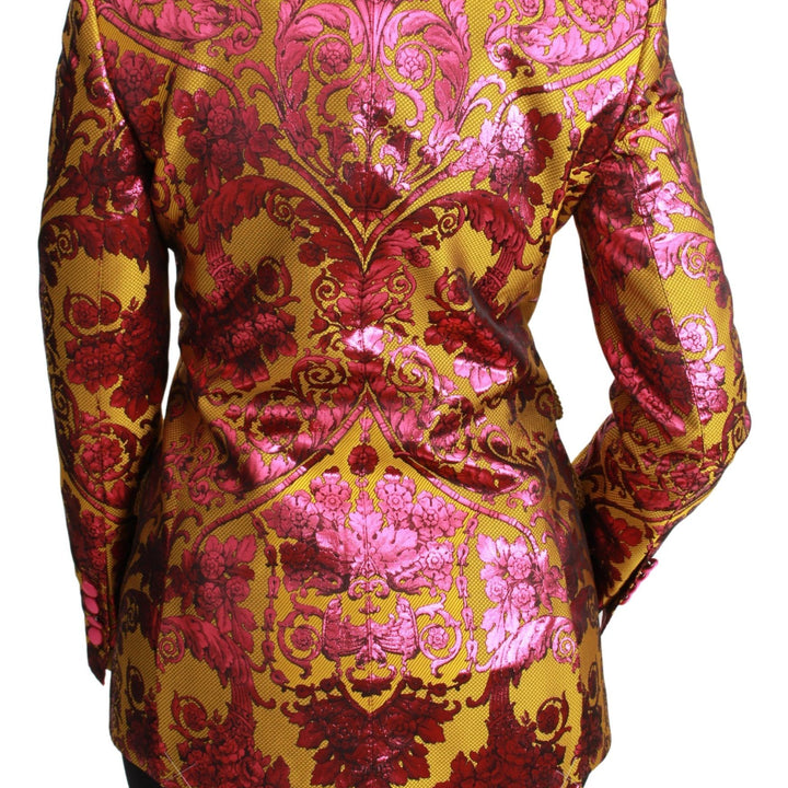 Dolce & Gabbana Pink Gold Jacquard Blazer Jacket