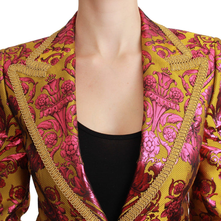 Dolce & Gabbana Pink Gold Jacquard Blazer Jacket