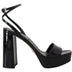 Prada Black Patent Sandals Ankle Strap Heels Leather