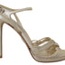 Prada Gold Leather Sandals Ankle Strap Heels Stiletto Sandal