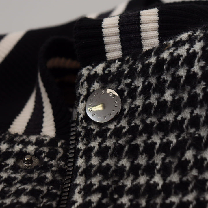 Dolce & Gabbana Black Houndstooth Polyester Bomber Jacket