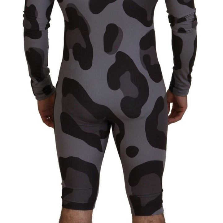 Dolce & Gabbana Gray Patterned Polyester Wetsuit Swimwear