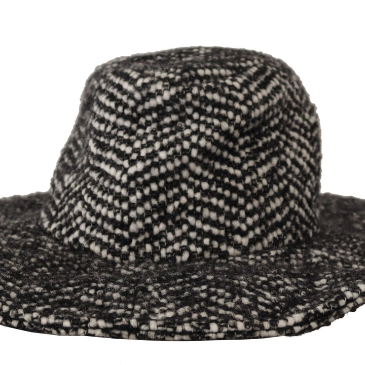 Dolce & Gabbana Black White Tweed Sequin Wide Brim Floppy Hat