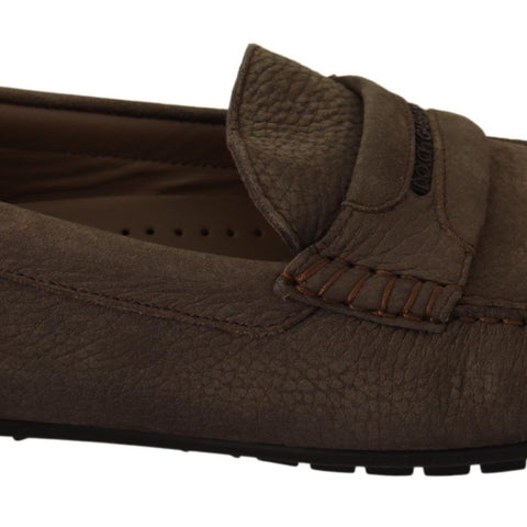 Dolce & Gabbana Brown Leather Flat Slip On Mocassin Shoes