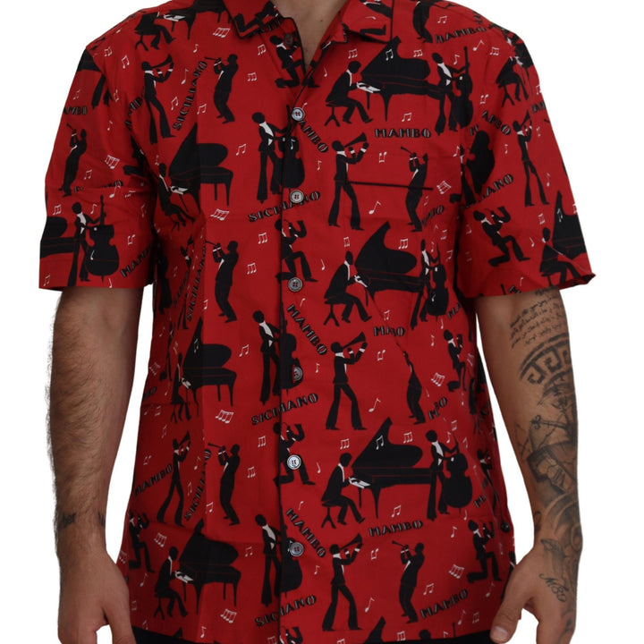 Dolce & Gabbana Black Red Jazz Cotton Casual Shirt