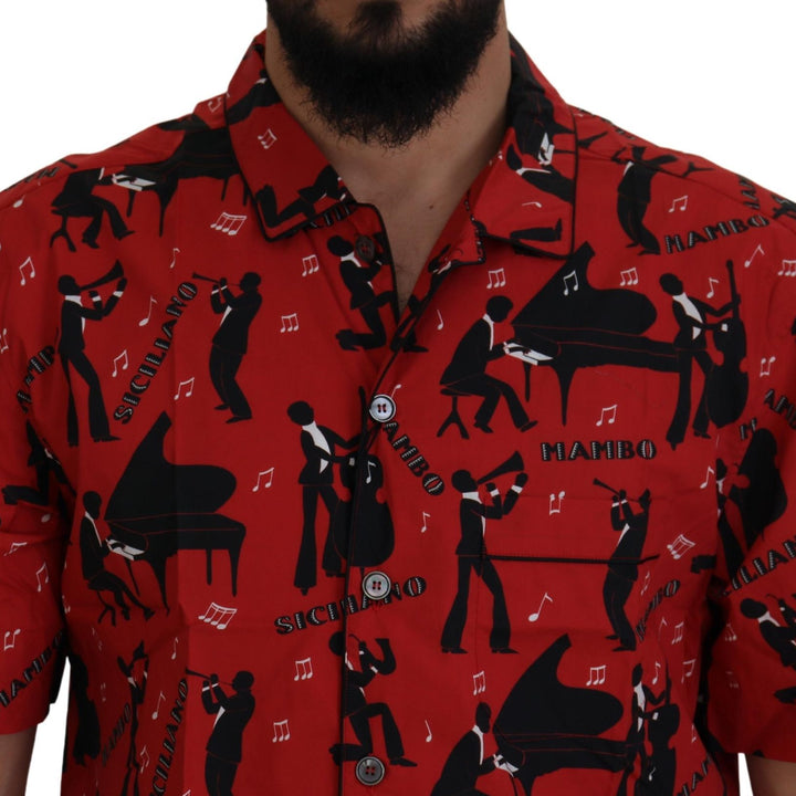 Dolce & Gabbana Black Red Jazz Cotton Casual Shirt