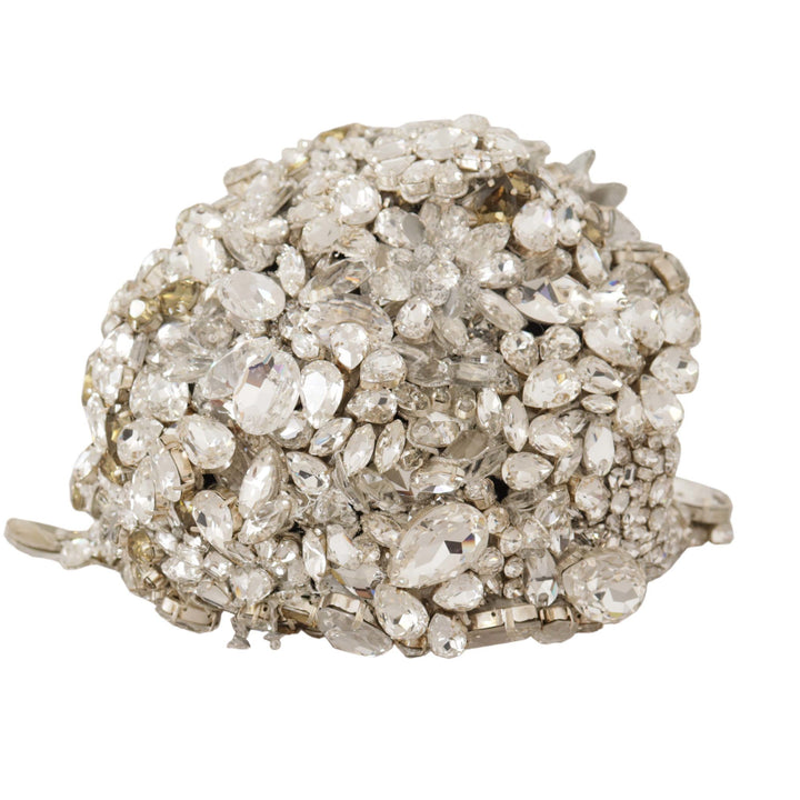 Dolce & Gabbana Silver Teardrop Beaded Casque Sequin Turban Headdress
