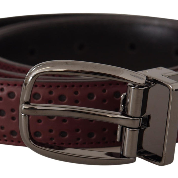 Dolce & Gabbana Brown Perforated Leather Metal Buckle Belt