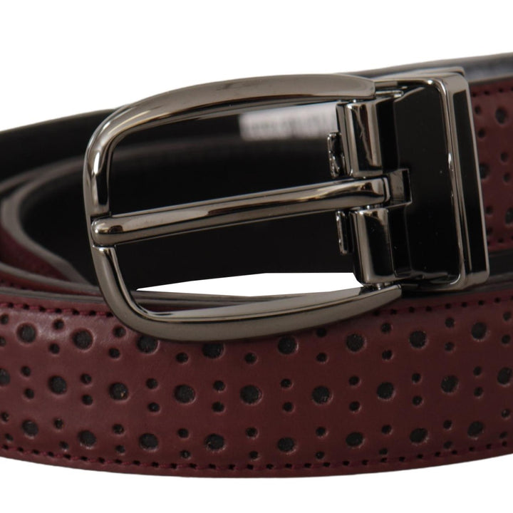 Dolce & Gabbana Brown Perforated Leather Metal Buckle Belt