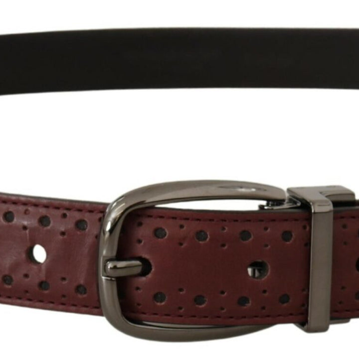 Dolce & Gabbana Brown Perforated Leather Metal Buckle Belt