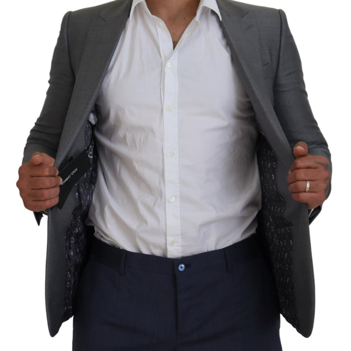 Dolce & Gabbana Gray Wool Silk Slim Fit Jacket Blazer