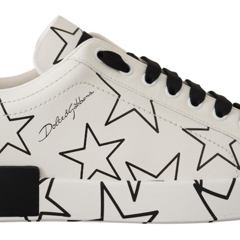 Dolce & Gabbana White Leather Stars Low Top Sneakers Shoes