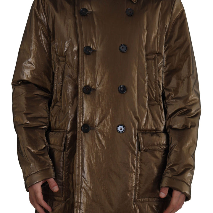 Dolce & Gabbana Bronze Nylon Collar Double Breasted Jacket