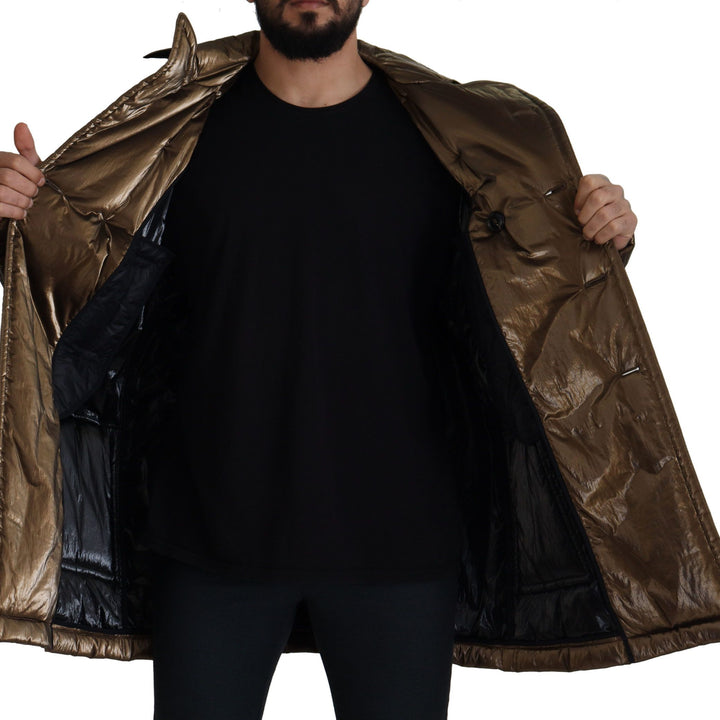 Dolce & Gabbana Bronze Nylon Collar Double Breasted Jacket